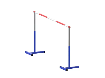 Blue Base Sports Hurdle With Red And White Horizontal Bar For Training 3d model