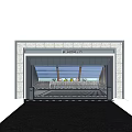 Modern Parking Entrance Structure With Stone Facade And Glass Roof