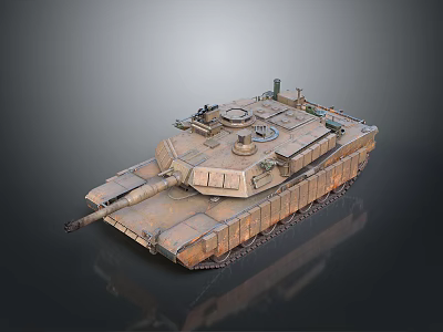 Detailed Military Tank 3D Model With Desert Brown Exterior Cannon And Armored Tracks 3d model
