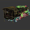 Retro train vintage train steam train locomotive head steam car vehicle 3d model