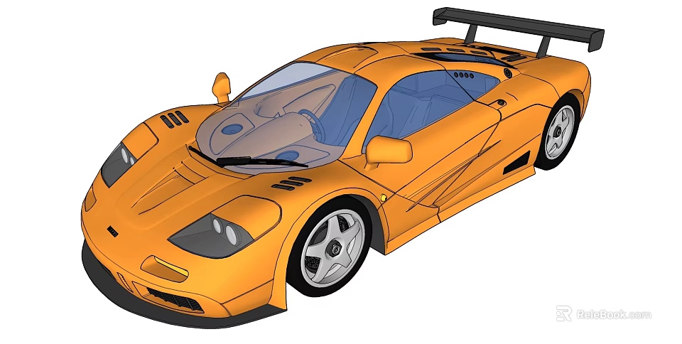 Orange Sports Car With Rear Spoiler Aerodynamic Design And Racing Style Sleek Body 3d model 