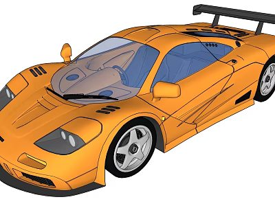 Orange Sports Car With Rear Spoiler Aerodynamic Design And Racing Style Sleek Body 3d model