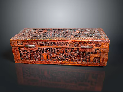 Artistic Traditional Wooden Carved Ornament Decoration Set With Intricate Patterns 3d model