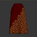 Man Wearing Red Skirt With Golden Floral Patterns Posing In Studio 3d model