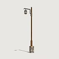 Outdoor Classic Street Light with Metal Pole Stone Base and Transparent Lampshade