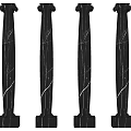 Four Black Marble Decorative Columns With Textured Surface For Interior Design