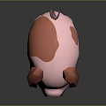Stylized Pink Cartoon Pig Character With Brown Spots And Round Ears