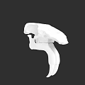 Detailed White Animal Skull Model With Prominent Canine Teeth On Black