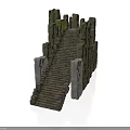 Modern Landscape Design With Moss Covered Stone Stairs And Stone Walls