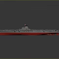Detailed Aircraft Carrier Model With Brown Flight Deck Red Hull And Gray Superstructure
