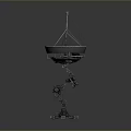 Sci Fi Mechanical Game and Movie Character with Circular Top Antenna and Robotic Legs Design
