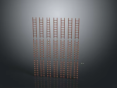 Brown Metal Ladders Arranged As Practical Household Items For Daily Use 3d model