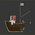 Toy Boat Shaped Computer Case With Green Roof Red Cabin And Mast