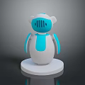 Blue And White Robot Game Movie Character With Round Head Grille Face And White Base