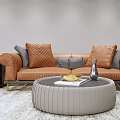 Modern double sofa sofa coffee table combination 3d model