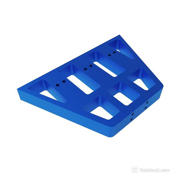 Blue Plastic Storage Tray With Multiple Grooves And Holes For Organization 3d model 