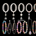Various Colorful Beaded Pendants With Pearl And Multi Colored Bead Designs