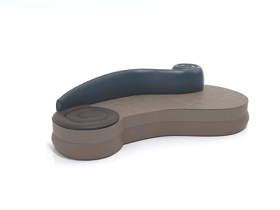 Modern Irregular Shaped Sofa Design With Curved Backrest And Brown Seat Cushion 3d model