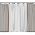 Modern Double Layer Curtains Grey Drapes White Sheer Panels and Potted Plant on Wooden Floor