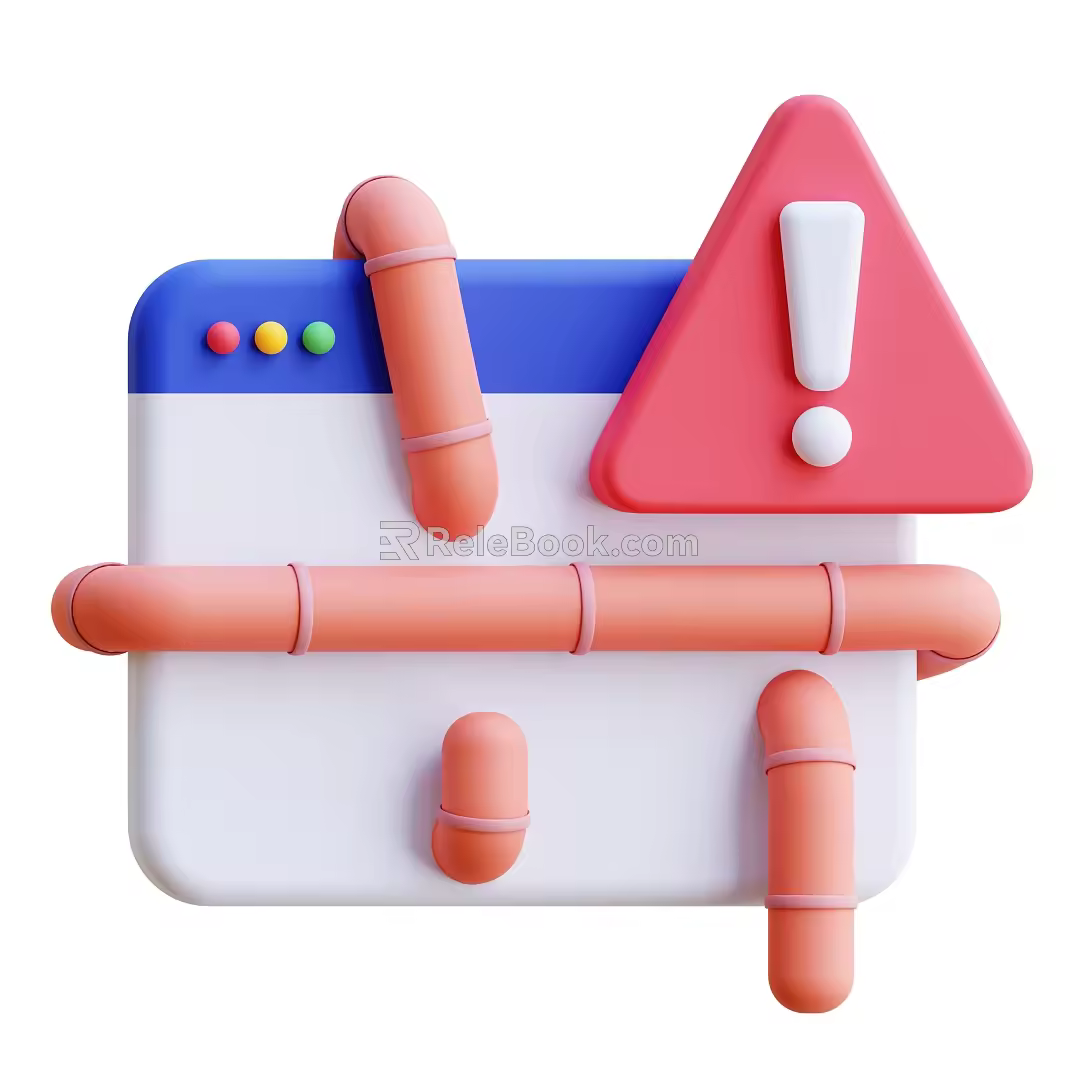 Modern warning interface exclamation point cartoon warning interface 3d model