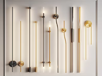 Modern Wall Lamps Design Display With Gold Black Metal Rods And Sleek Modern Styles 3d model