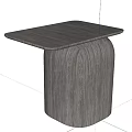 Modern Gray Wood Grain Side Table With Square Top And Cylindrical Base 3d model