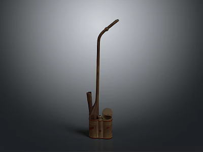 Traditional Wooden Daily Living Tool With Long Handle And Bucket Shaped Base 3d model
