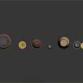 Different Types Of Weapons Ammunition With Metal Casings And Gold Red Colors