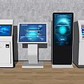 Modern Public Facilities Featuring Interactive Self Service Kiosks And Digital Screens 3d model