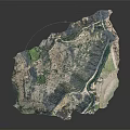 Detailed 3D Mountainous Terrain Model With Green Vegetation And Varied Landforms