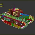 Green Military Tank With Dual Antennas Side Number VII Heavy Tracks And Main Cannon