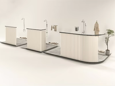Modern Bathroom Combination with Neat Shower Partitions and White Design 3d model