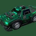 Green Cyberpunk Car With Neon Lights And Futuristic Modified Styling Design