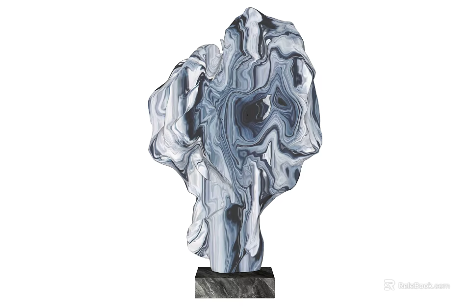 Modern Abstract Marble Decorative Ornament Sculpture Combination With Stable Base 3d model 