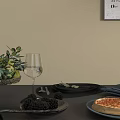 Modern Dark Tableware Set with Fruit Berries and Plant Decor for Elegant Table Setting 3d model