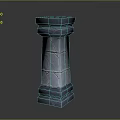 Gray Cracked Stone Pillar With Textured Surface And Square Top Base 3d model