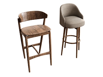 Modern Bar Chair Bar Stool Log Bar Chair Backrest Bar Chair 3d model