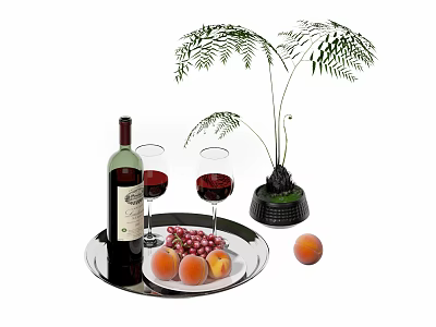Modern Red Wine Glass Fruit Plate Red Wine Glass Fruit Plate 3d model