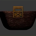 Oval Woven Basket In Red Brown With Wooden Handles For Household Use