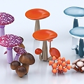 Mushroom Food Ornaments Beautiful Aged Vegetables Lentinus Edodes 3d model