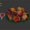 Fresh Purple And Yellow Figs On Black Plate With Sliced Half Showing Seeds