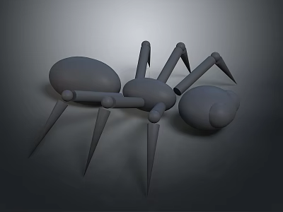 Gray Spider 3D Model with Segmented Body and Detailed Legs Structure Design 3d model