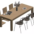 Dining Table and Chair Combination Log Style Dining Table and Chair Combination 3d model