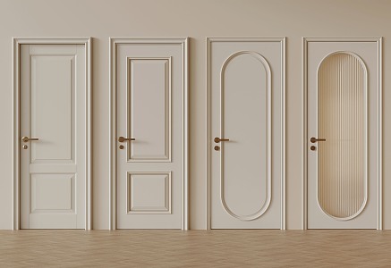 French cream wind single door 3d model