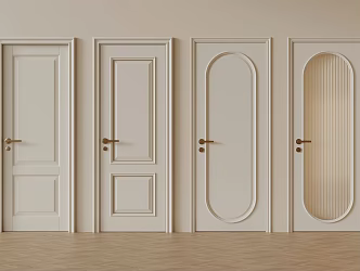 French cream wind single door 3d model