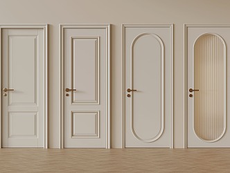 French cream wind single door 3d model