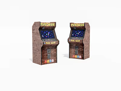 Retro Entertainment Arcade Machines With PAC-MAN TIME CRISIS Games And Brown Exterior 3d model