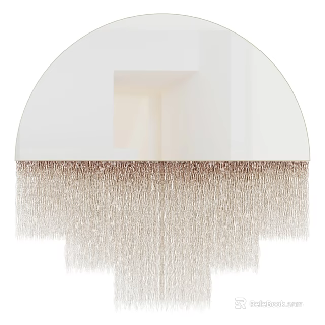 Decorative Modern Semicircular White Wall Decor With Gradient Gold Tassels Design 3d model 