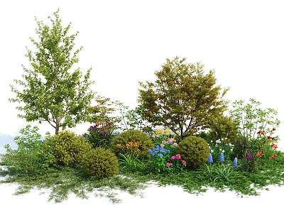 Modern Shrubs Flowers and Trees 3d model