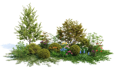 Modern Shrubs Flowers and Trees 3d model